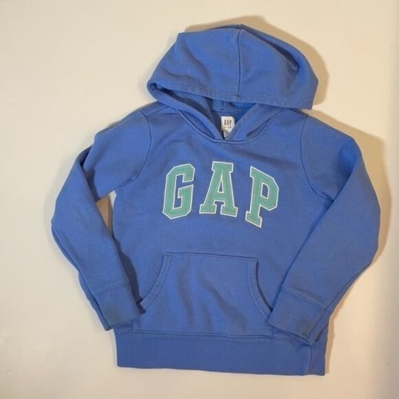Gap Hooded Sweatshirt with Logo, Blue, Turquoise (Size: 6 Big Girl) - Picture 7 of 7
